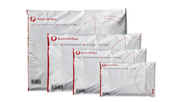Australia Post flat-rate prepaid satchels in a range of sizes
